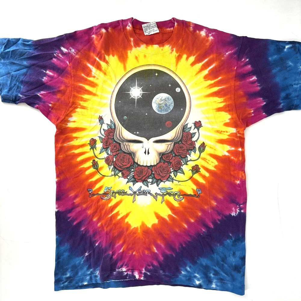Vintage Grateful Dead Liquid Blue Space your Face Tie Dye T-Shirt Size Mens L - Picture 1 of 14